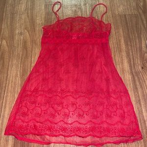Red lace lingerie dress